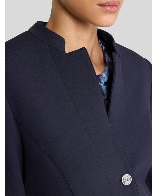Etro Blue Single-Breasted Jacket With Peplum Detail