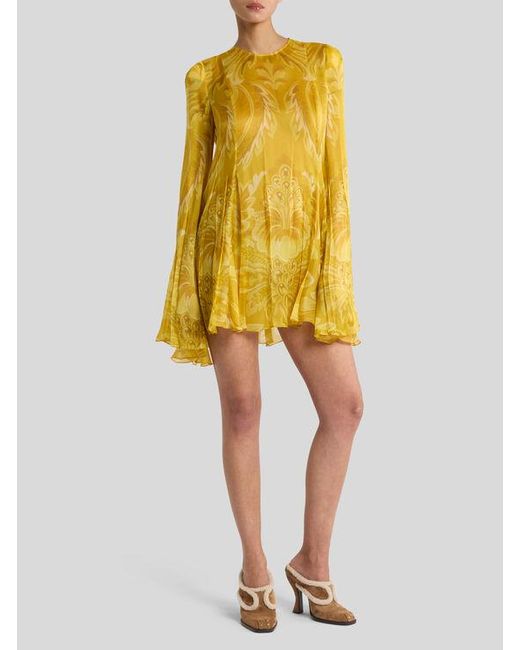 Robe Courte En Soie À Motif Fleurs Et Abeilles, Femme, Taille Etro en coloris Yellow