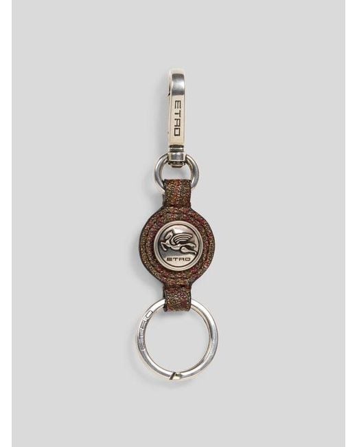 Etro White Circular Arnica Key Ring With Pegaso Coin for men