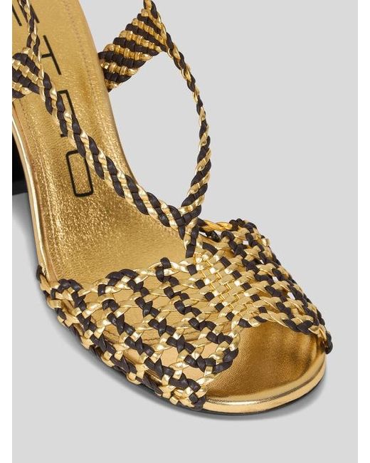 Etro Metallic Woven High-Heeled Sandals