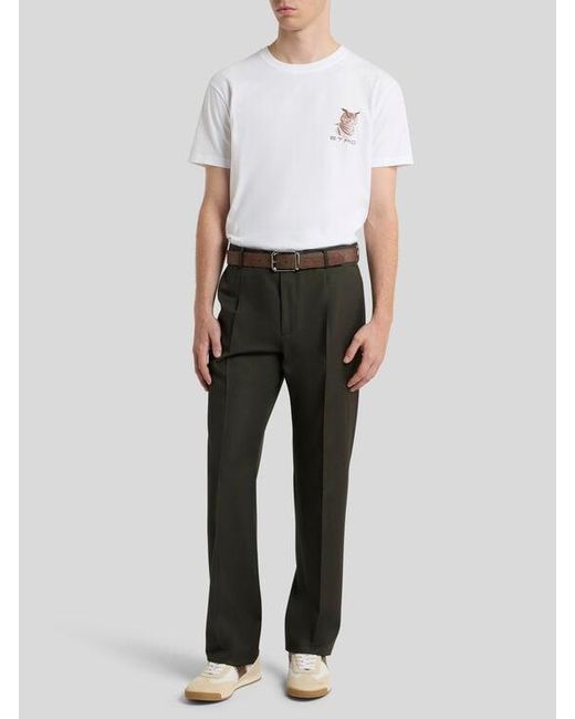 Etro Black Cool Wool Trousers With Crease Detail for men