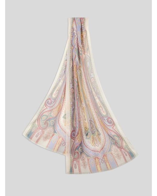 Écharpe En Soie Imprimée, Femme Etro en coloris Pink