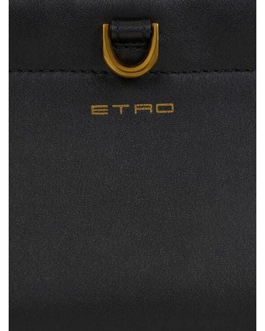 Etro White Mini Leather Clutch Talk With Chain Shoulder Strap