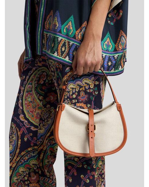 Etro Natural Small Canvas Pony Bag