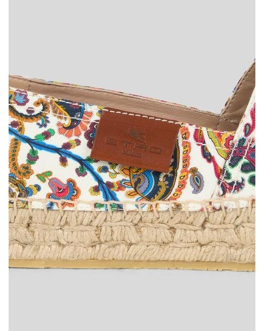 Etro White Printed Cotton Espadrilles