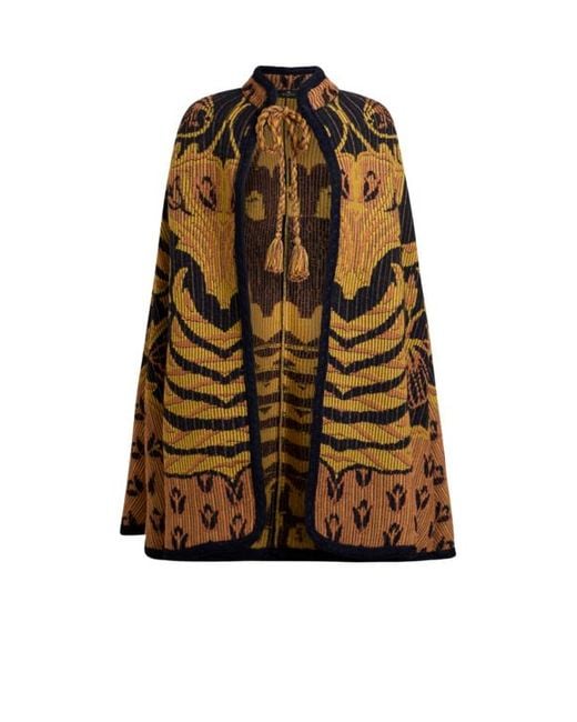 Etro Brown Wool- And Cotton-Blend Jacquard Cape