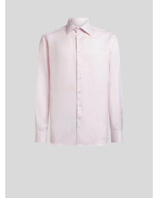 Etro Pink Cotton Jacquard Shirt for men
