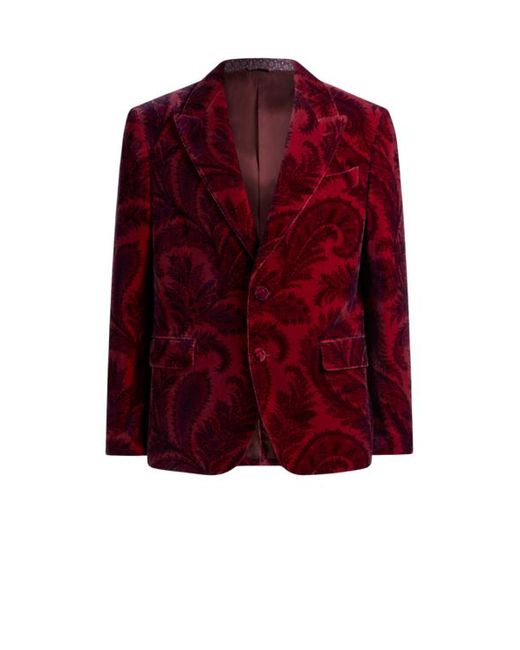 Etro Red Velvet Blazer With Print for men