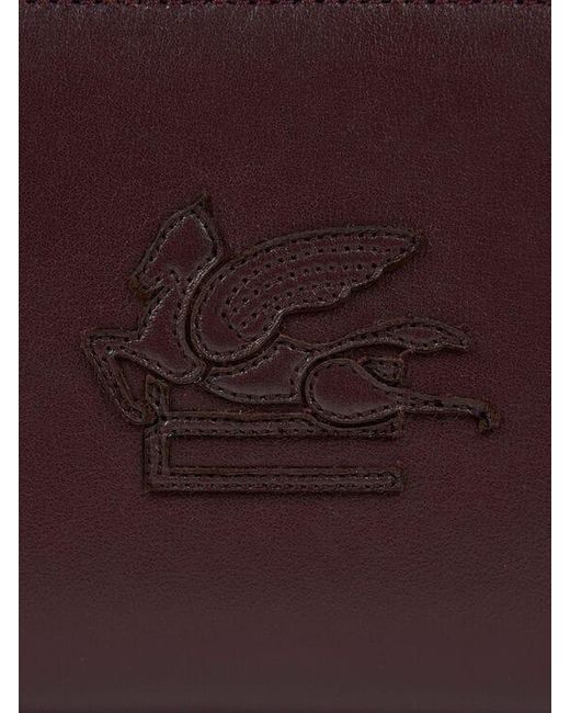 Etro Brown Libra Zip-Around Leather Wallet With Pegaso