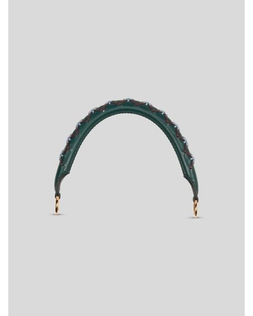 Etro Blue Leather Bag Handle With Threading
