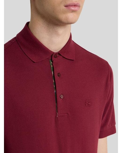 Etro Plain-Coloured Cotton Polo Shirt With Printed Details for men