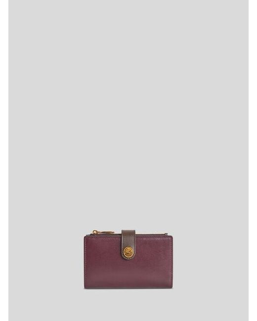 Etro Purple Leather Wallet With Strap