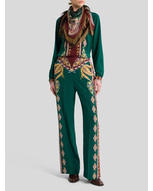 Etro Red Lange Hemdbluse Aus Seide Mit Platziertem Print, Damen, Größe