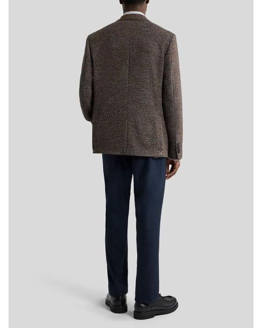 Etro Brown Single-Breasted Wool-Blend Basketweave Jacket for men