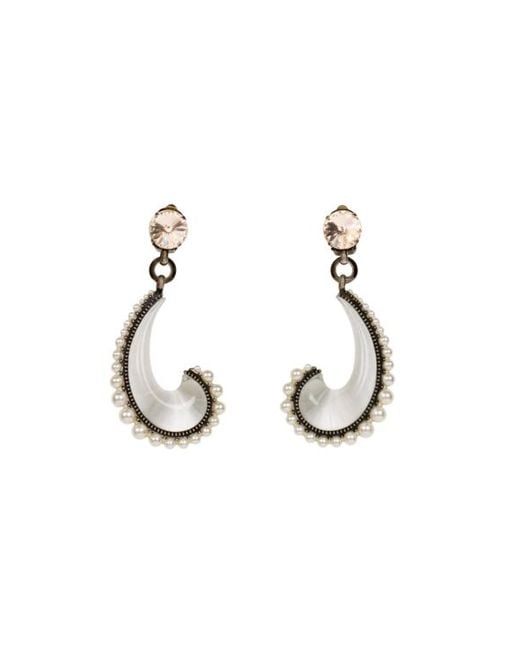 Etro Metallic Paisley Earrings With Pearls