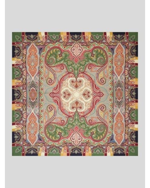 Etro Pink Wool And Silk Shawl With Print