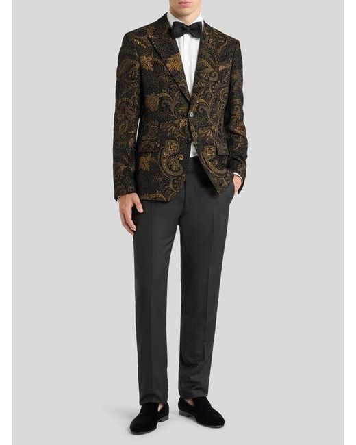Etro Black Tailored Wool Trousers With Side Band Detail for men