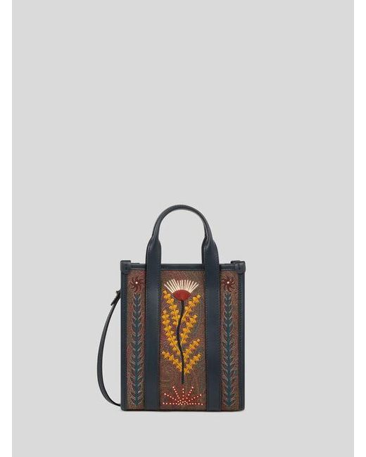Etro Blue X Tabby Booth Mini Arnica Handbag With Embroidery