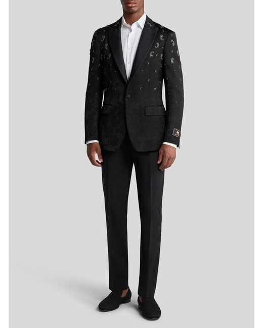 Etro Black Linen-Blend Evening Jacket for men