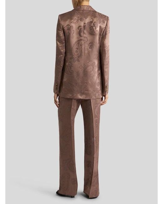 Etro Brown Jacquard Single-Breasted Jacket With Floral Paisley Motif