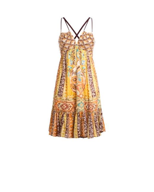 Etro White Kurzes Kleid Aus Bedrucktem Fil Coupé, Damen, Größe
