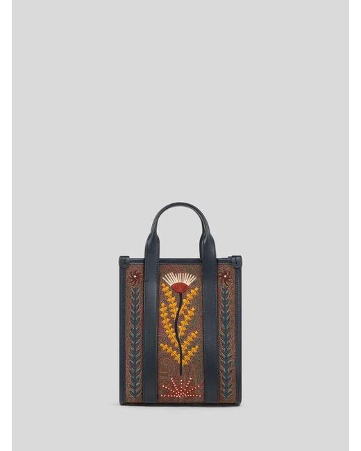 Etro Blue X Tabby Booth Mini Arnica Handbag With Embroidery