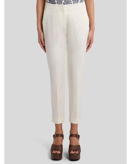 Pantalon Cropped En Coton Stretch, Femme, Taille Etro en coloris White