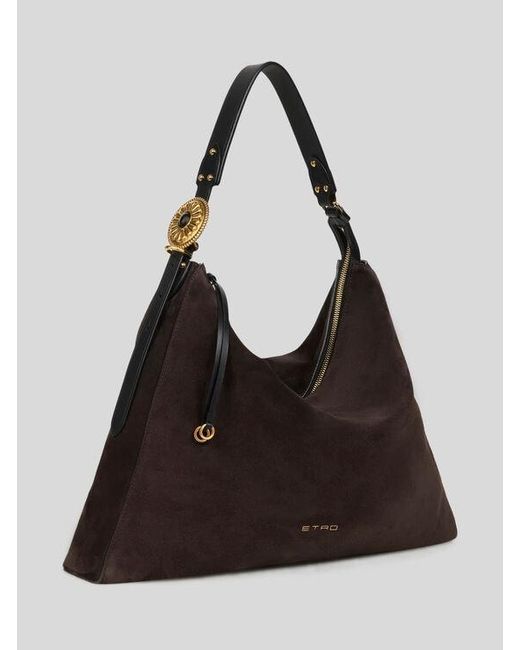 Etro Black Large Suede Rosette Bag
