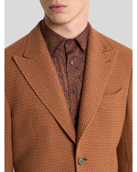 Etro Brown Single-Breasted Knit Cashmere And Wool Jacket for men