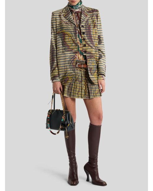 Etro Green Jacke Aus Einer Wollmischung Mit Vichy-Muster, Damen, Größe