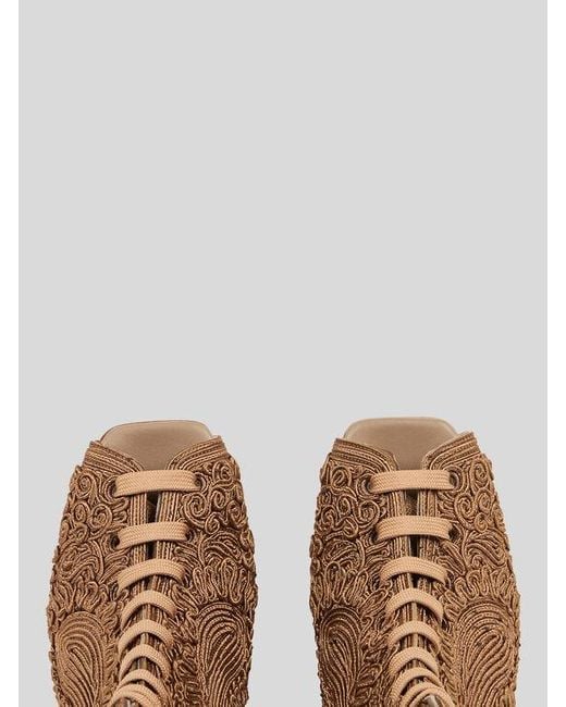 Etro Brown X Castañer Peep-Toe Paisley Ankle Boots