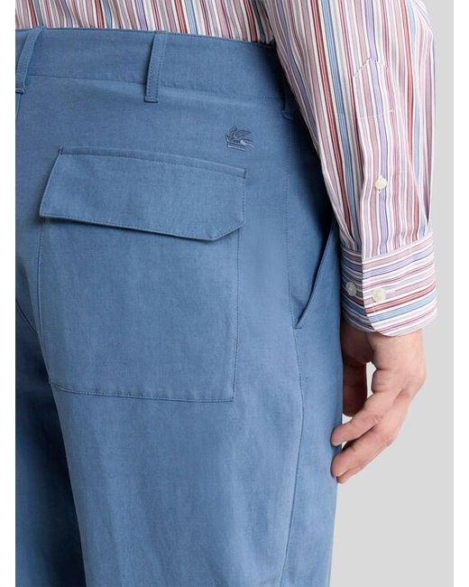 Etro Blue Regular-Fit Silk-Blend Trousers for men