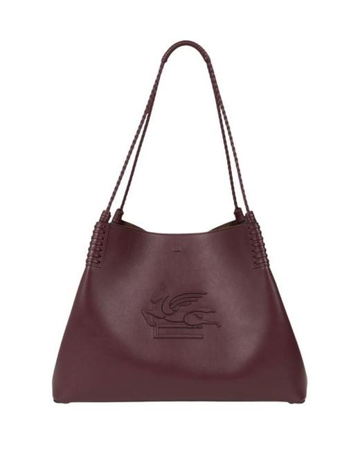 Etro Purple Shoppingtasche Libra Mittelgross Aus Leder, Damen
