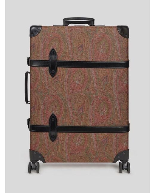 Etro Brown X Globe-Trotter Arnica And Leather Check-In Case With Buckles for men