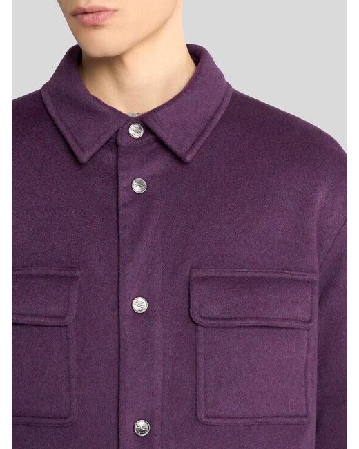 Etro Purple Cashmere Overshirt for men