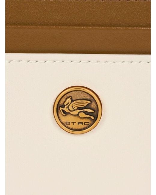 Etro White Two-Tone Leather Card Holder
