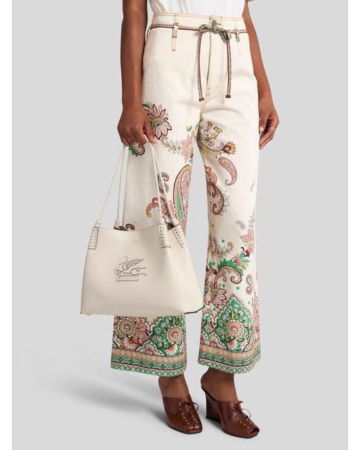 Etro White Medium Libra Tote Bag