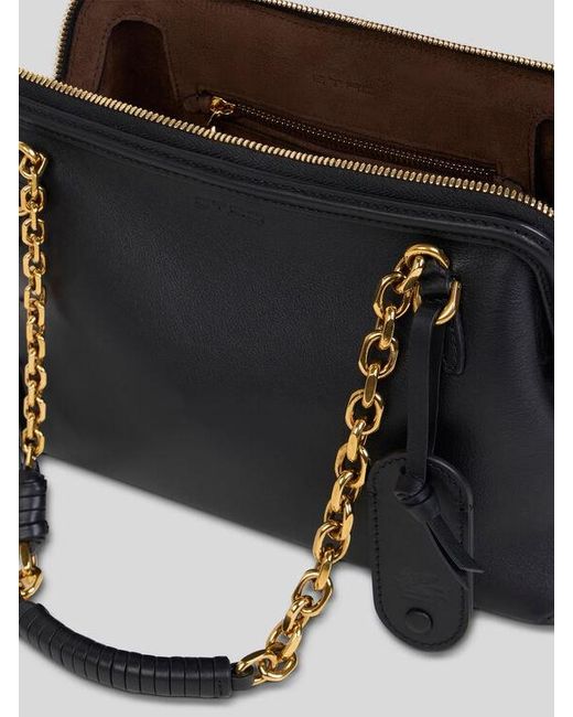 Etro Black Small Leather Doc Shoulder Bag