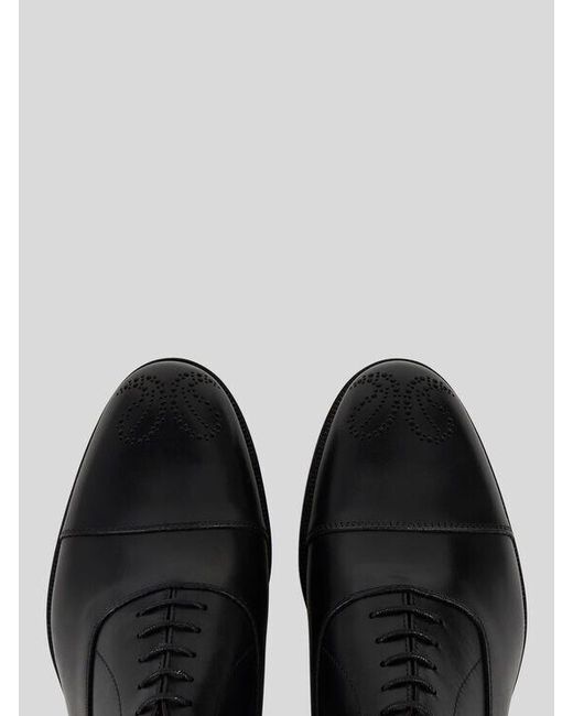 Etro Black Leather Oxford Shoes With Paisley Details for men
