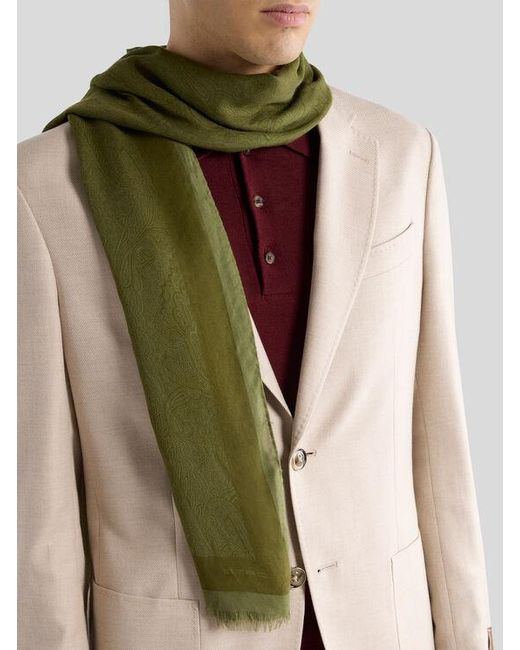 Sciarpa Con Motivo Arnica, Uomo di Etro in Green da Uomo