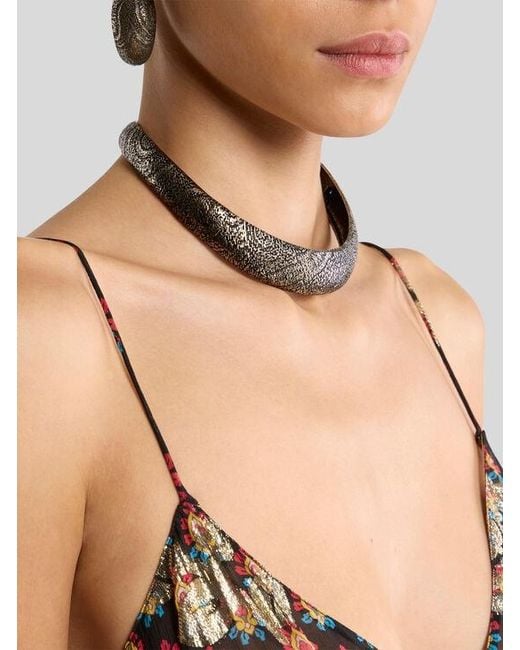 Etro White Choker Necklace With Arnica Motif