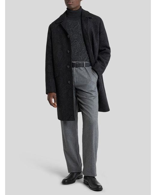 Etro Blue Wool-Blend Jacquard Turtleneck With Arnica Motif for men