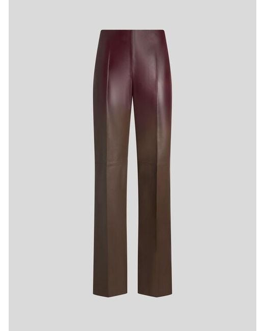 Etro Brown Degradé Leather Trousers