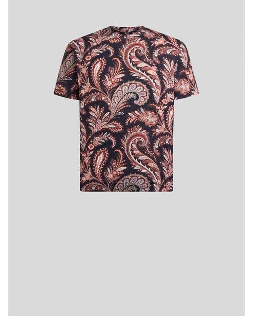 Etro Pink Floral Paisley T-Shirt for men