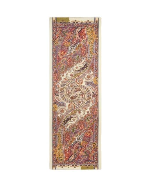 Etro Natural Cashmere And Silk Scarf With Paisley Print for men