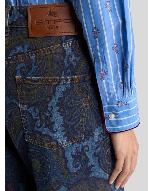 Etro Blue Wide-Leg Jeans