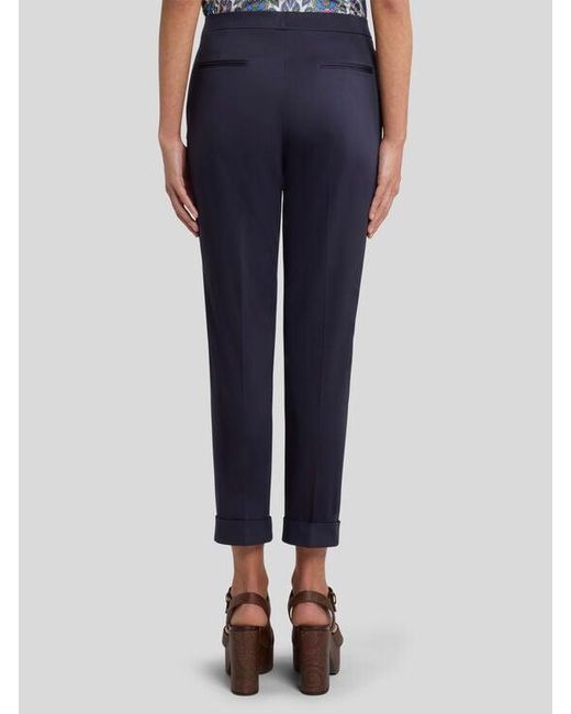 Etro Blue Cropped Stretch Cotton Trousers