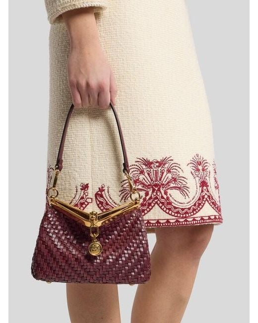 Etro Purple Small Woven Leather Vela Bag