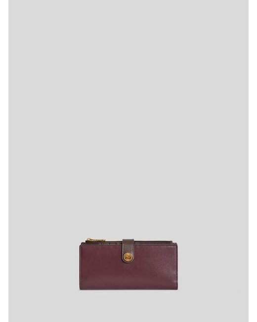 Etro Purple Leather Wallet With Pegaso Button