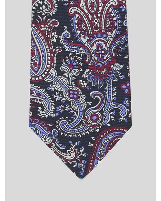 Etro White Silk Tie With Floral Paisley Motif for men